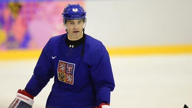 Jaromír Jágr na tréninku hokejové reprezentace Jaromír Jágr na tréninku hokejové reprezentace