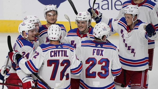 Hokejisté New Yorku Rangers. Ilustrační foto Hokejisté New Yorku Rangers. Ilustrační foto