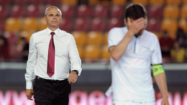 Trenér Sparty Praha Vítězslav Lavička po utkání 2. předkola Evropské ligy s BK Häcken. Trenér Sparty Praha Vítězslav Lavička po utkání 2. předkola Evropské ligy s BK Häcken.