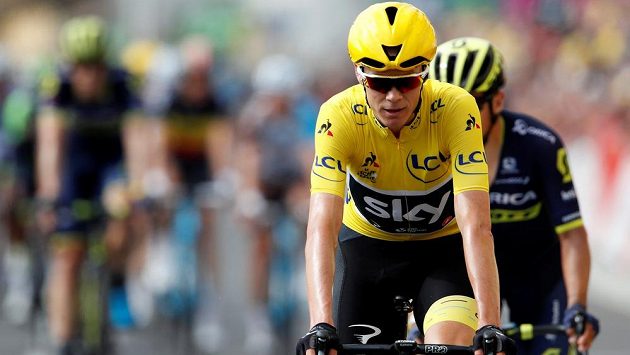 Průběžný lídr klasifikace Tour de France Chris Froome. Průběžný lídr klasifikace Tour de France Chris Froome.