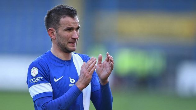 Liberecký útočník Marek Bakoš se raduje z výhry nad Brnem. Liberecký útočník Marek Bakoš se raduje z výhry nad Brnem.