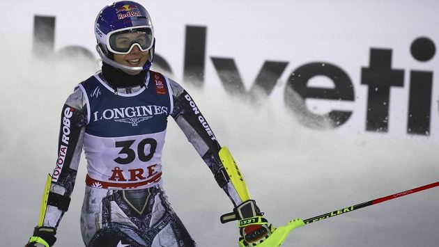 Ester Ledecká po kombinačním slalomu na MS v Aare. Ester Ledecká po kombinačním slalomu na MS v Aare.