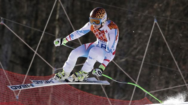 Rakušanka Anna Fenninger běhěm super-G v Soči. Rakušanka Anna Fenninger běhěm super-G v Soči.