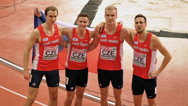 Štafeta mužů na 4x400 metrů ve složení (zleva) Jan Tesař, Pavel Maslák, Patrik Šorm, Jan Kubista vybojovala v Bělehradě bronz. Štafeta mužů na 4x400 metrů ve složení (zleva) Jan Tesař, Pavel Maslák, Patrik Šorm, Jan Kubista vybojovala v Bělehradě bronz.