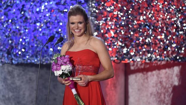 Gabriela Soukalová během vyhlášení novinářské ankety Sportovec roku 2014. Gabriela Soukalová během vyhlášení novinářské ankety Sportovec roku 2014.
