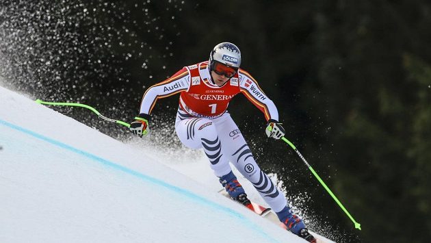 Německý sjezdař Thomas Dressen v akci na domácí trati v Garmisch-Partenkirchenu. Německý sjezdař Thomas Dressen v akci na domácí trati v Garmisch-Partenkirchenu.