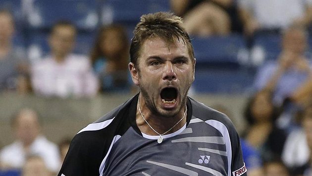 Švýcar Stan Wawrinka během zápasu druhého kola US Open. Švýcar Stan Wawrinka během zápasu druhého kola US Open.