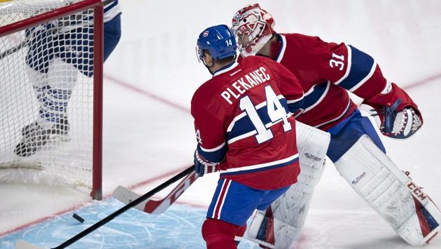 Tomáš Plekanec z Montrealu během zápasu s Torontem. Tomáš Plekanec z Montrealu během zápasu s Torontem.