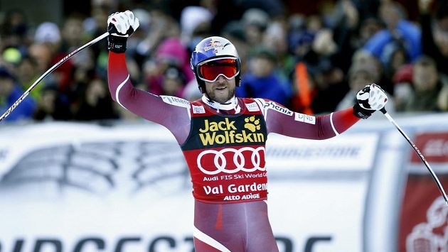 Nor Aksel Lund Svindal se raduje v cíli sjezdu ve Val Gardeně. Nor Aksel Lund Svindal se raduje v cíli sjezdu ve Val Gardeně.
