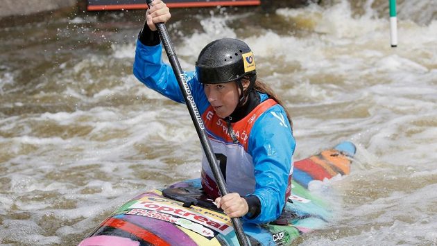 Kajakářka Kateřina Kudějová při domácí nominaci v pražské Troji. Kajakářka Kateřina Kudějová při domácí nominaci v pražské Troji.