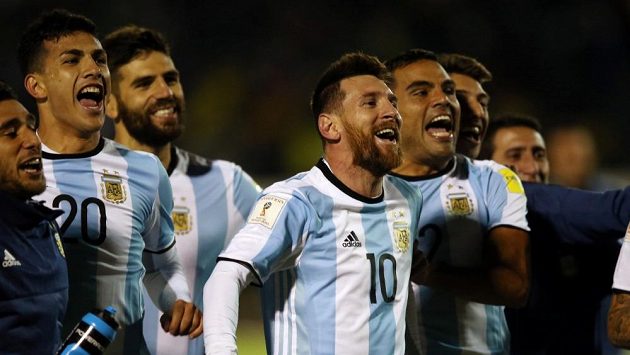 Radost fotbalistů Argentiny po postupu na světový šampionát v Rusku 2018. Radost fotbalistů Argentiny po postupu na světový šampionát v Rusku 2018.