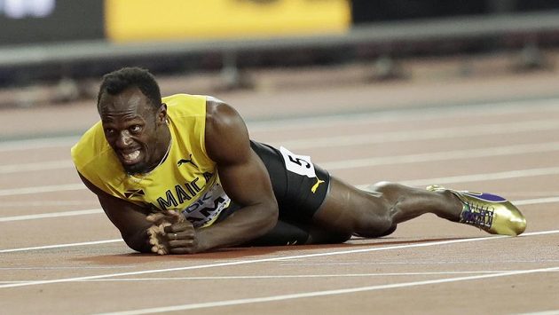 Jamajčan Usain Bolt ve finále štafety 4x100 m. Jamajčan Usain Bolt ve finále štafety 4x100 m.