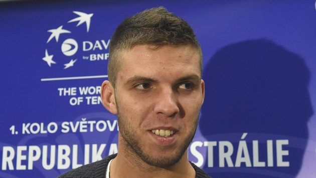 Jiří Veselý před utkáním 1. kola světové skupiny Davisova poháru proti Austrálii. Jiří Veselý před utkáním 1. kola světové skupiny Davisova poháru proti Austrálii.