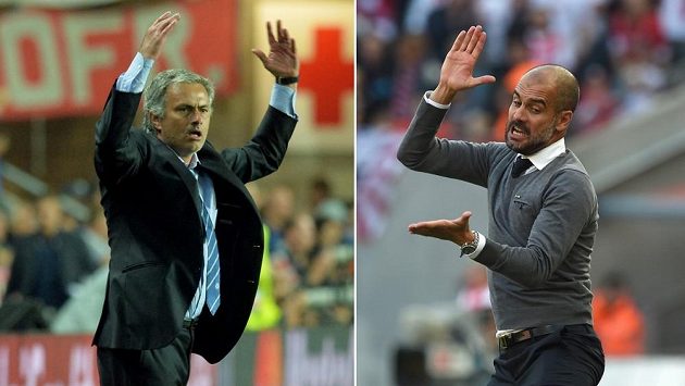 José Mourinho (vlevo) a Pep Guardiola. José Mourinho (vlevo) a Pep Guardiola.
