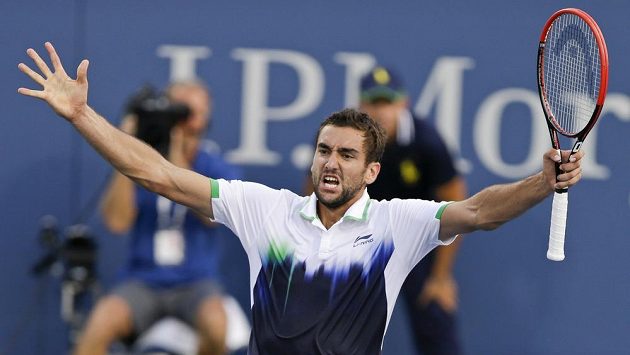 Chorvat Marin Čilič po výhře v osmifinále US Open nad Gillesem Simonem z Francie. Chorvat Marin Čilič po výhře v osmifinále US Open nad Gillesem Simonem z Francie.