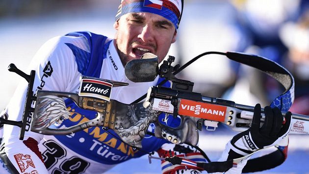 Michal Krčmář během stíhacího závodu v Novém Městě na Moravě. Michal Krčmář během stíhacího závodu v Novém Městě na Moravě.