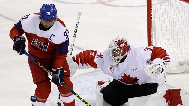 Martin Erat a kanadský brankář Kevin Poulin. Martin Erat a kanadský brankář Kevin Poulin.