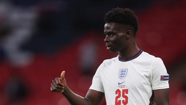 Anglický reprezentant Bukayo Saka, ilustrační foto. Anglický reprezentant Bukayo Saka, ilustrační foto.