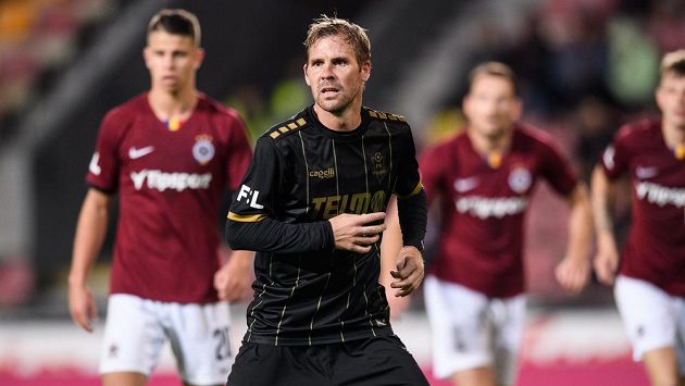 Tomáš Hübschman z Jablonce během utkání na Spartě. Tomáš Hübschman z Jablonce během utkání na Spartě.