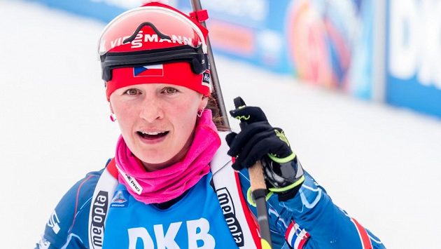Veronika Vítková v cíli sprintu v Oberhofu. Veronika Vítková v cíli sprintu v Oberhofu.