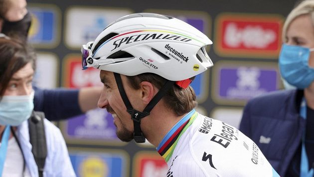Francouz Julian Alaphilippe po nedávném závodě Kolem Flander. Francouz Julian Alaphilippe po nedávném závodě Kolem Flander.