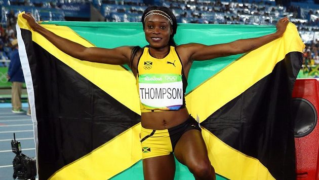 Elaine Thompsonová z Jamajky po trikumfu na 200 m. Elaine Thompsonová z Jamajky po trikumfu na 200 m.