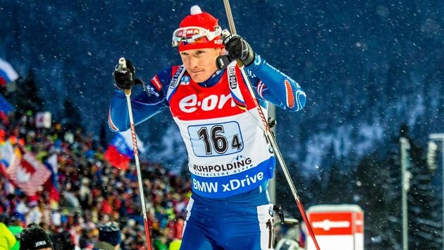 Ondřej Moravec při štafetě v Ruhpoldingu. Ondřej Moravec při štafetě v Ruhpoldingu.