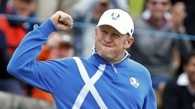 Radost zástupce Evropy na Ryder Cupu Jamieho Donaldsona. Radost zástupce Evropy na Ryder Cupu Jamieho Donaldsona.
