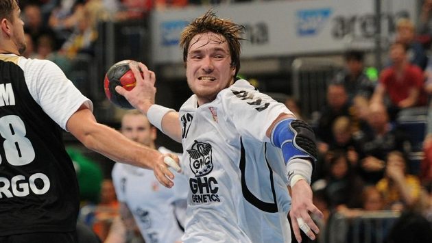 Český reprezentant Jakub Šindelář v přípravném utkání proti Německu před MS. Český reprezentant Jakub Šindelář v přípravném utkání proti Německu před MS.