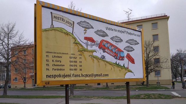 Skupina nespokojených fanoušků hokejového Dynama nechala 29. března 2019 vylepit po Pardubicích několik billboardů, na kterých kritizují stav klubu. Skupina nespokojených fanoušků hokejového Dynama nechala 29. března 2019 vylepit po Pardubicích několik billboardů, na kterých kritizují stav klubu.