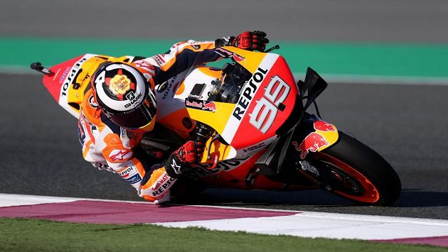Jorge Lorenzo s hondou v kategorii MotoGP na trati v Kataru. Jorge Lorenzo s hondou v kategorii MotoGP na trati v Kataru.
