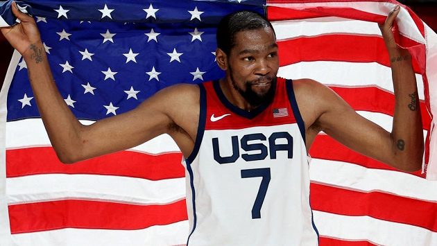 Američan Kevin Durant po fínále s Francií. Američan Kevin Durant po fínále s Francií.