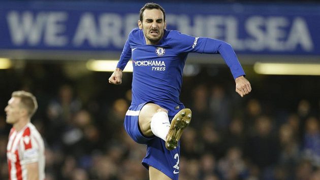 Fotbalista Chelsea Davide Zappacosta slaví gól proti Stoke. Fotbalista Chelsea Davide Zappacosta slaví gól proti Stoke.