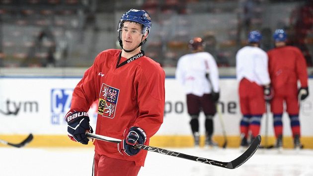 Roman Červenka během tréninku hokejové reprezentace v Praze v rámci přípravy na ZOH 2018. Roman Červenka během tréninku hokejové reprezentace v Praze v rámci přípravy na ZOH 2018.