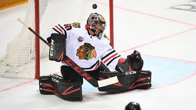 Brankář Chicaga Corey Crawford. Brankář Chicaga Corey Crawford.