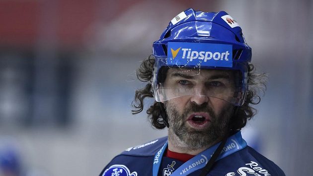 Jaromír Jágr z Kladna během utkání v Brně. Jaromír Jágr z Kladna během utkání v Brně.