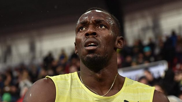 Jamajský sprinter Usain Bolt během atletického mítinku Zlatá tretra 2015. Jamajský sprinter Usain Bolt během atletického mítinku Zlatá tretra 2015.