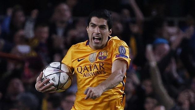 Luis Suárez z Barcelony jásá po prvním gólu proti Atléticu. Luis Suárez z Barcelony jásá po prvním gólu proti Atléticu.
