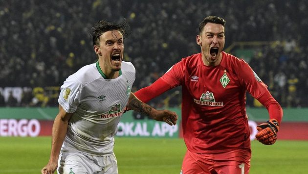 Brémští Max Kruse (vlevo) a Jiří Pavlenka budou pro Herthu velkou překážkou. Brémští Max Kruse (vlevo) a Jiří Pavlenka budou pro Herthu velkou překážkou.