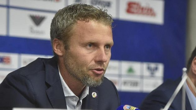 Vítkovický trenér Jakub Petr na tiskové konferenci Vítkovický trenér Jakub Petr na tiskové konferenci
