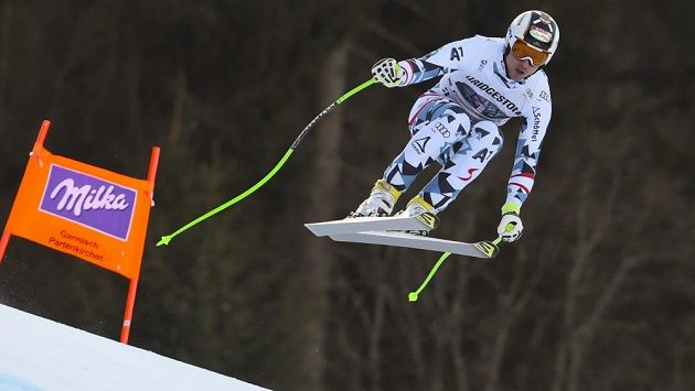 Hannes Reichelt při sjezdu v Ga-Pa. Hannes Reichelt při sjezdu v Ga-Pa.