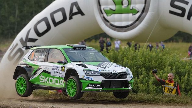 Jan Kopecký a Pavel Dresler na trati Rallye Bohemia. Jan Kopecký a Pavel Dresler na trati Rallye Bohemia.