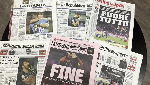 Komentáře italských deníků se po nevydařeném vystoupenífotbalistů v baráži nesou v kritickém tónu. Komentáře italských deníků se po nevydařeném vystoupenífotbalistů v baráži nesou v kritickém tónu.
