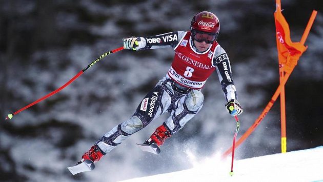 Ester Ledecká na trati sjezdu ve Val Gardeně.