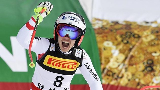 Radost rakouské lyžařky Nicole Schmidhoferové v cíli. Radost rakouské lyžařky Nicole Schmidhoferové v cíli.