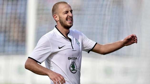 Útočník Mladé Boleslavi Jiří Skalák na archivním snímku z prvního zápasu se Širokým Brijegem. Útočník Mladé Boleslavi Jiří Skalák na archivním snímku z prvního zápasu se Širokým Brijegem.
