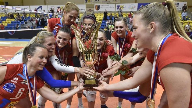 Volejbalistky Prostějova slaví titul. Volejbalistky Prostějova slaví titul.