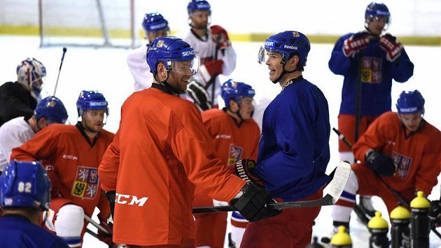 Útočníci Jaromír Jágr (vpravo), Jiří Novotný a další hokejisté při úterním tréninku v pražských Letňanech. Útočníci Jaromír Jágr (vpravo), Jiří Novotný a další hokejisté při úterním tréninku v pražských Letňanech.
