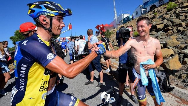 Český cyklista Roman Kreuziger (vlevo) na Vueltě. Český cyklista Roman Kreuziger (vlevo) na Vueltě.
