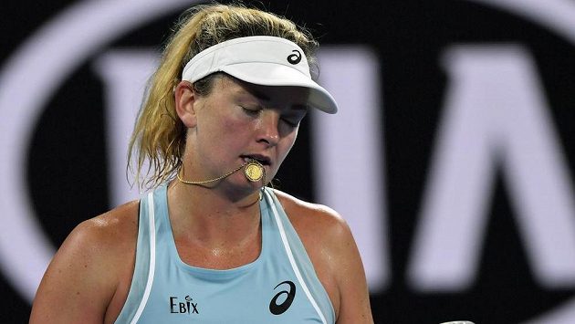 Američanka CoCo Vandewegheová během zápasu 1. kola Australian Open. Američanka CoCo Vandewegheová během zápasu 1. kola Australian Open.